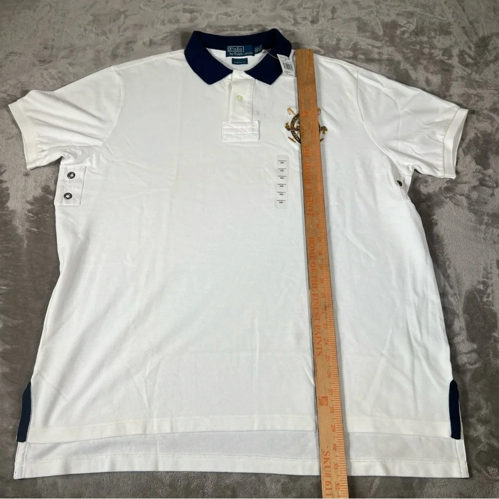 Polo Ralph Lauren Polo Mens XXL White New York Quality Crest Custom Fit Polo New